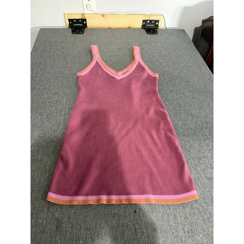 Free People Beach Pink Blair Sweater Knit Mini Dress Sz L Vacation Coastal
